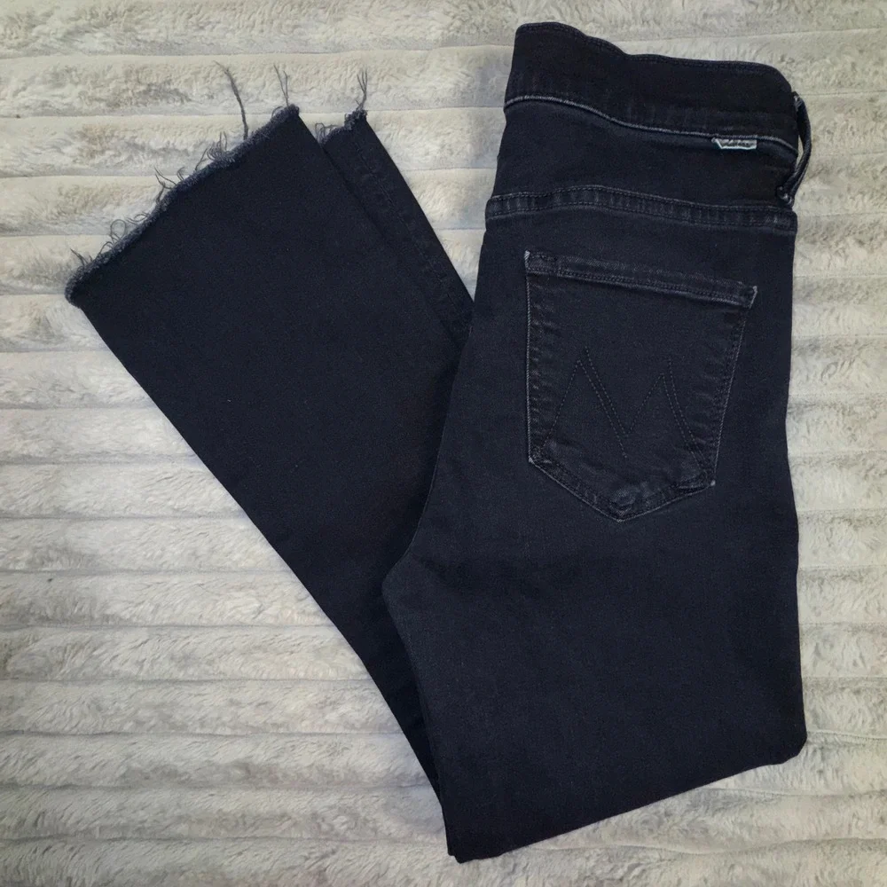 MOTHER Jeans Women's 27x26 The Insider Ankle Holding Hands Dark‎ Wash Frayed Hem